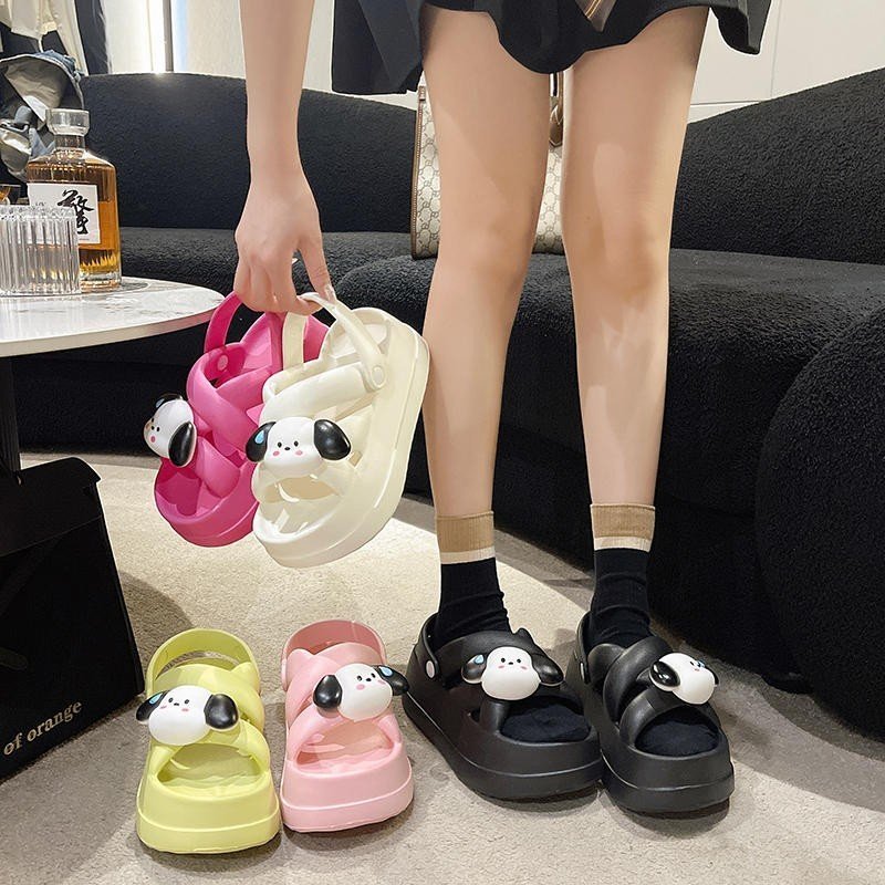 Sục Cross nữ độn đế Sticker sao hoả phi hành gia bắt mắt siêu hot Sandal nữ 7cm hình gấu thời trang