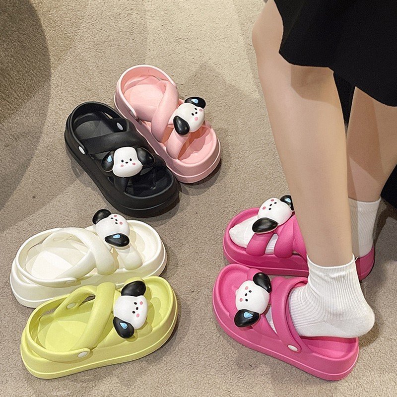 Sục Cross nữ độn đế Sticker sao hoả phi hành gia bắt mắt siêu hot Sandal nữ 7cm hình gấu thời trang