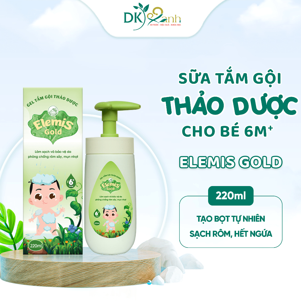 Elemis Gold Sữa Tắm Gội Thảo Dược Cho Bé Từ 6 Tháng Tuổi Bọt Dịu Nhẹ Kháng