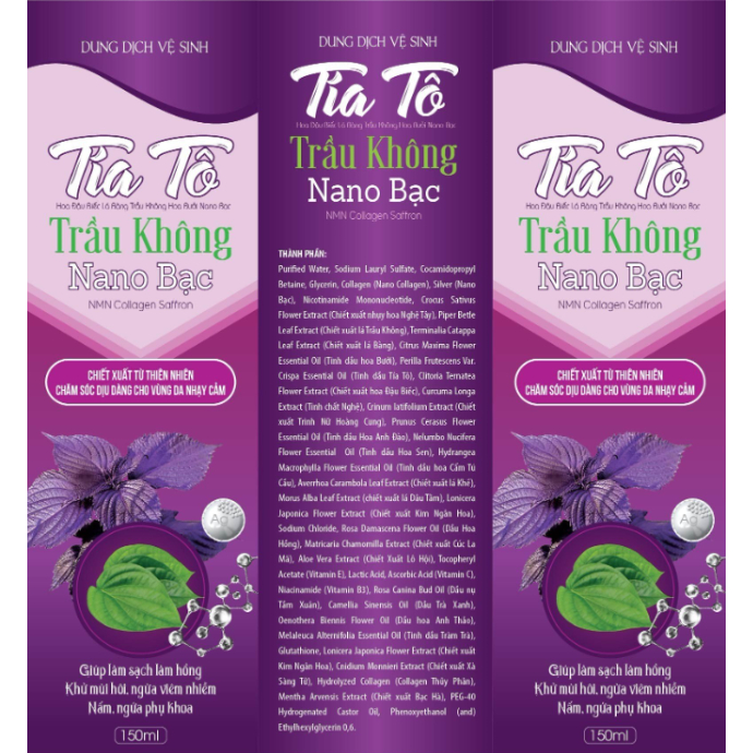 Dung dịch Tía Tô Nano bạc 150ml vệ sinh nam nữ khử mùi hôi, giữ mùi thơm vùng kín Lybyn