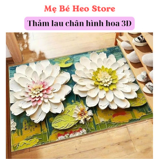 Thảm chùi chân 3D, thảm bếp hoạ tiết hình hoa có lớp chống trơn trượt 40x60cm