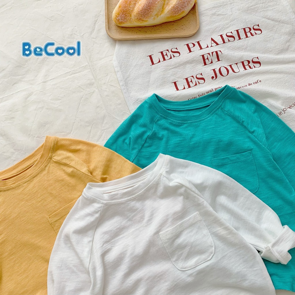 Áo Phông Dài Tay Túi Ngực BECOOL, Áo Phông Dài Tay Thu Đông Cho Bé Size Từ 14 - 32Kg