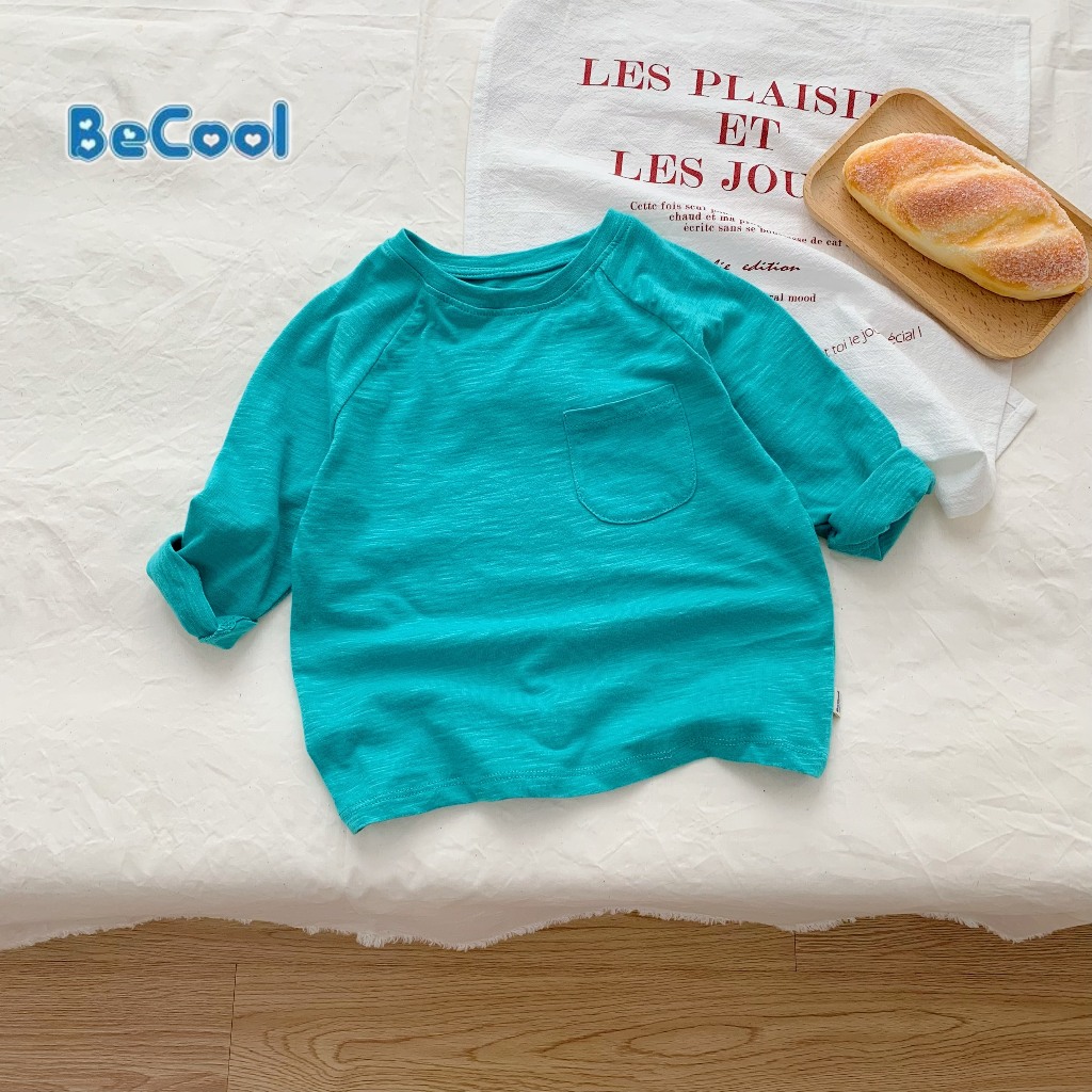 Áo Phông Dài Tay Túi Ngực BECOOL, Áo Phông Dài Tay Thu Đông Cho Bé Size Từ 14 - 32Kg
