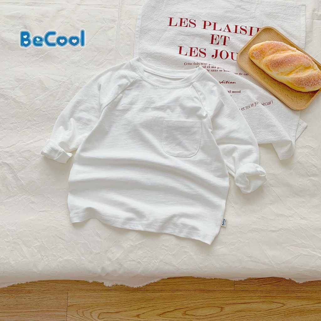 Áo Phông Dài Tay Túi Ngực BECOOL, Áo Phông Dài Tay Thu Đông Cho Bé Size Từ 14 - 32Kg
