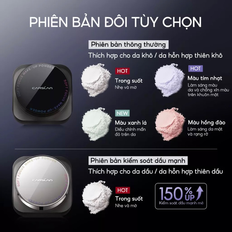 Phấn phủ CARSLAN kiềm dầu, lâu trôi 1g/8g