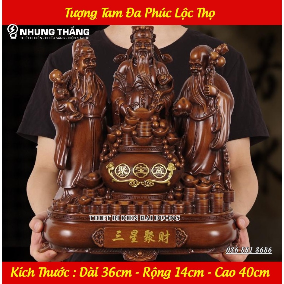 Bộ Tượng Tam Đa Phúc Lộc Thọ PT-33 - Cao 40cm - Mang Đến T iền Tài Hạnh Phúc Viên Mãn - Thọ Tỷ Nam Sơn - Có Video