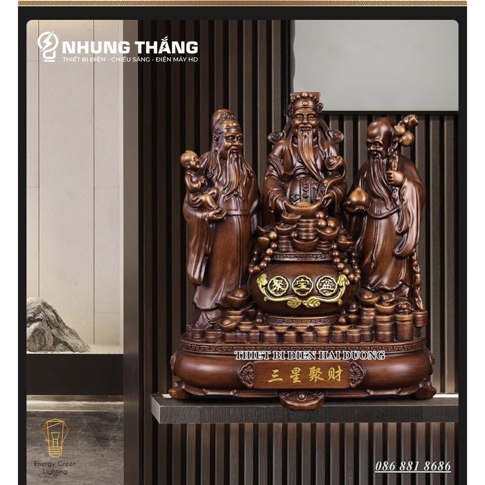 Bộ Tượng Tam Đa Phúc Lộc Thọ PT-33 - Cao 40cm - Mang Đến T iền Tài Hạnh Phúc Viên Mãn - Thọ Tỷ Nam Sơn - Có Video