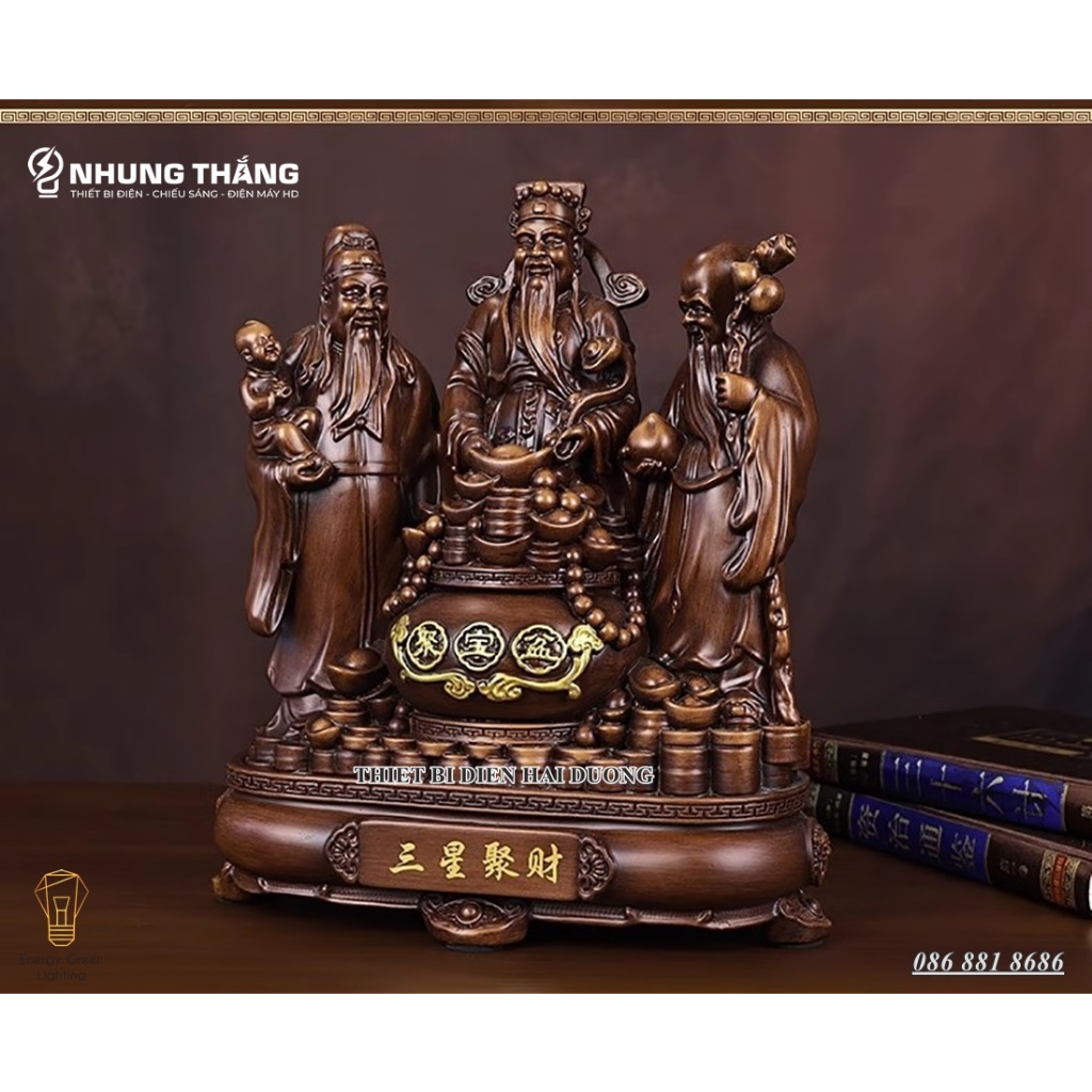 Bộ Tượng Tam Đa Phúc Lộc Thọ PT-33 - Cao 40cm - Mang Đến T iền Tài Hạnh Phúc Viên Mãn - Thọ Tỷ Nam Sơn - Có Video