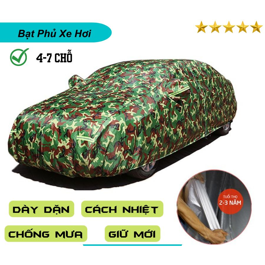 Bạt trùm xe hơi, Bạt phủ xe ô tô chống nóng, chống thấm nước; lớp vải nỉ bên trong chống trầy - HÀNG LOẠI 1 CAO CẤP