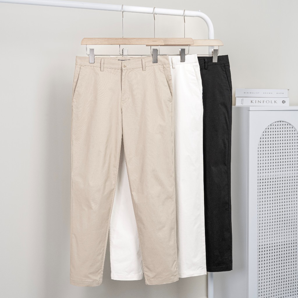 Quần dài kaki nam POLOMANOR chuẩn form, co dãn, mềm mịn