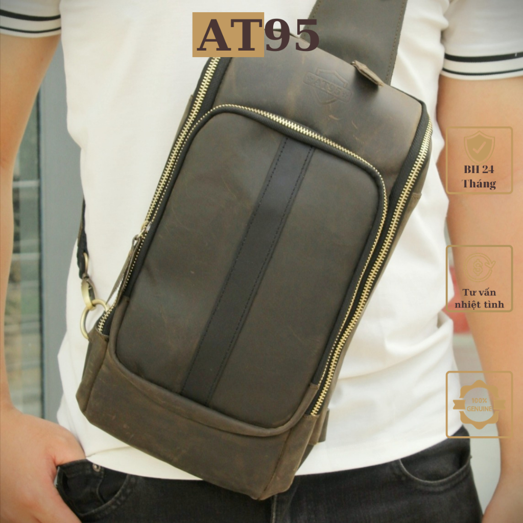 Túi đeo chéo da bò thật 04 da bò sáp cao cấp thương hiệu W