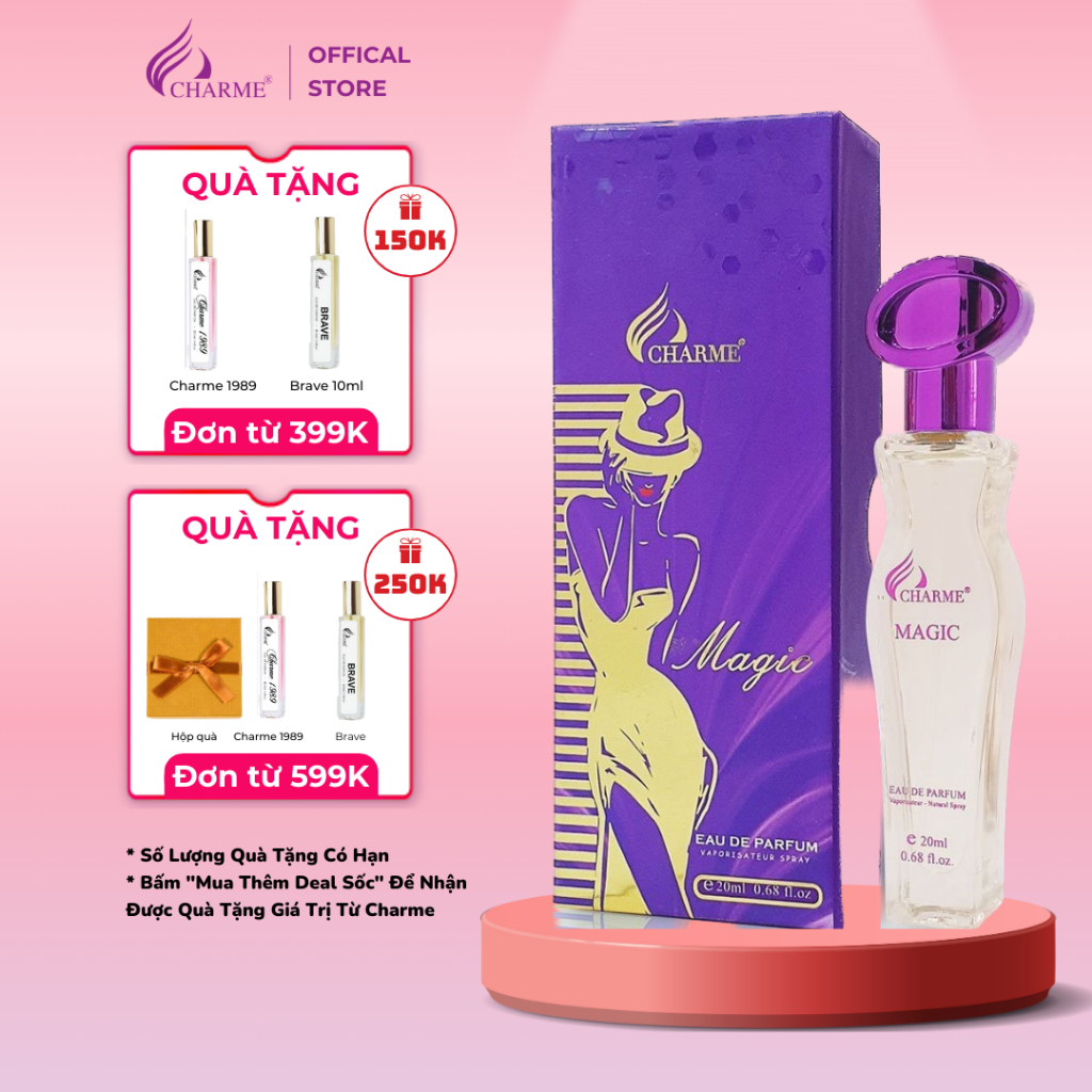 Nước hoa vùng kín, Charme Magic tím, nốt hương hoa, nhẹ nhàng nữ tính, 20ml