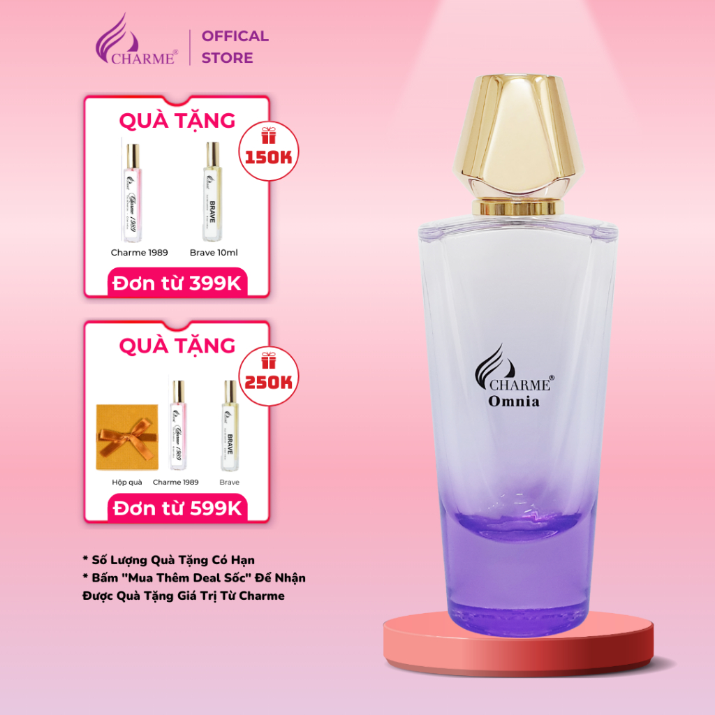 Nước hoa nữ cao cấp, Charme Omnia Crystal, sang trọng, quý phái, tạo nên sức hút cho người phụ nữ, 75ml