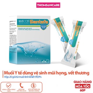 Muối súc miệng, gói muối pha Santafa - Dùng pha vệ sinh mũi, miệng, họng và rửa vết thương - Hộp 20 gói Thomsoncare