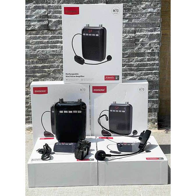 LOA TRỢ GIẢNG KHÔNG DÂY ZANSONG KÈM MIC CÀI ĐẦU M70 chính hãng, có FM, BLUETOOTH