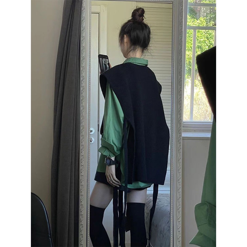 Set áo sơ mi + gile len