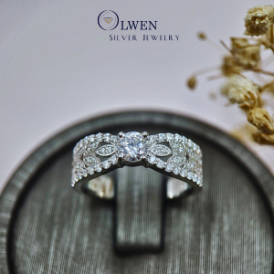 Nhẫn Nữ Vòng Quyệt Quế Bạc 925 Olwen Xoàn Moissanite