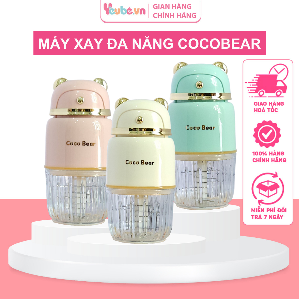 Máy Xay Cầm Tay Mini Coco Bear 8 Lưỡi YEUBEVN Đa Năng Cho Bé Ăn Dặm tặng