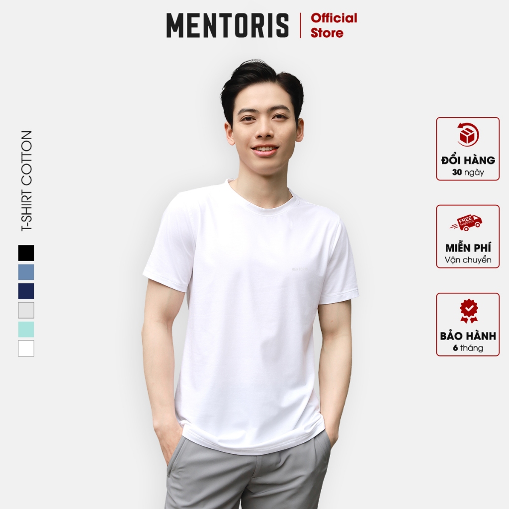 Áo thun trơn nam Mentoris cổ tròn, basic dễ phối đồ, thấm hút tốt, chất liệu cotton mềm mại thoáng mát MTS01