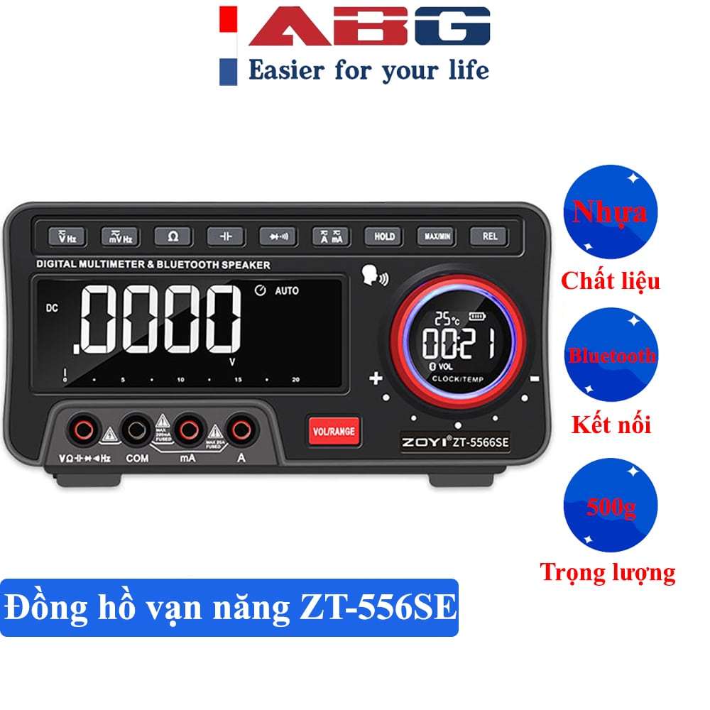 Đồng hồ đo điện vạn năng kèm loa bluetooth không dây ABG zoyi ZT-5566, ZT-5566SE đo nhiệt độ, tụ điện đa chức năng