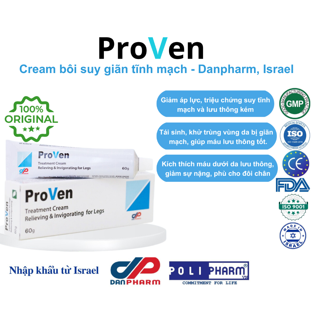 Proven cream gel hỗ trợ tĩnh mạch Dan pharm Tube 60g xuất xứ ISRAEL