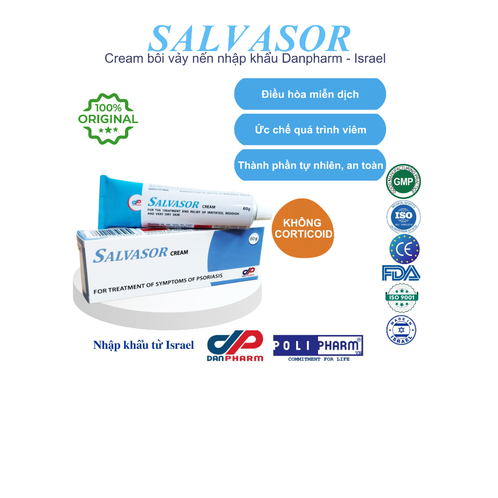 Gel bôi vẩy nến Salvasor Danpharm xuất sứ israel Tube 60g Polipharm