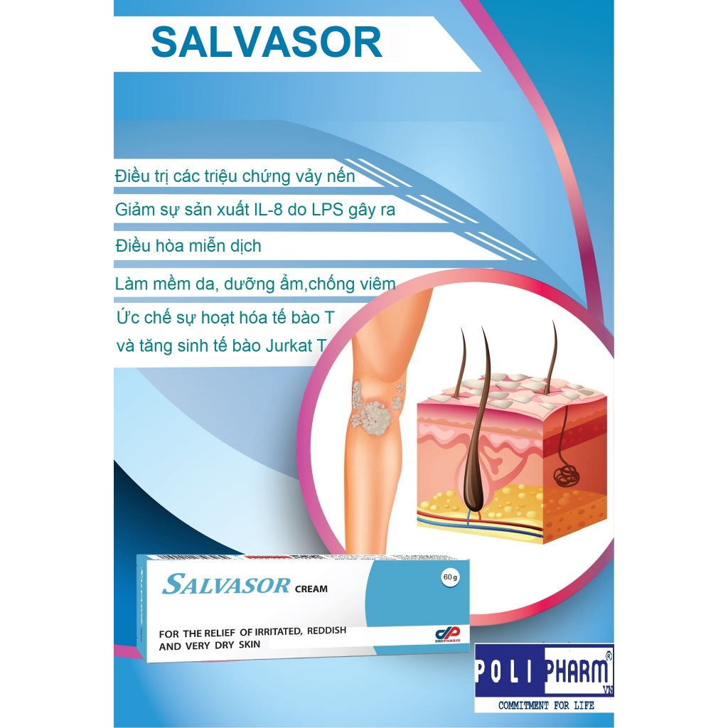 Gel bôi vẩy nến Salvasor Danpharm xuất sứ israel Tube 60g Polipharm