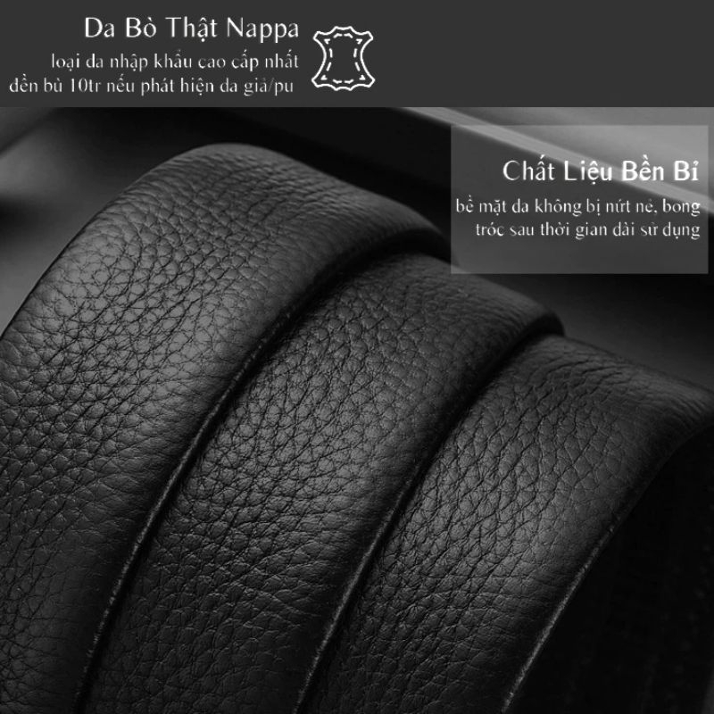 Thắt lưng da bò nhập khẩu HTK13 Bản 3.5cm dây nịt nam dùng khóa tự động răng nhựa cao cấp bảo hành 5 năm