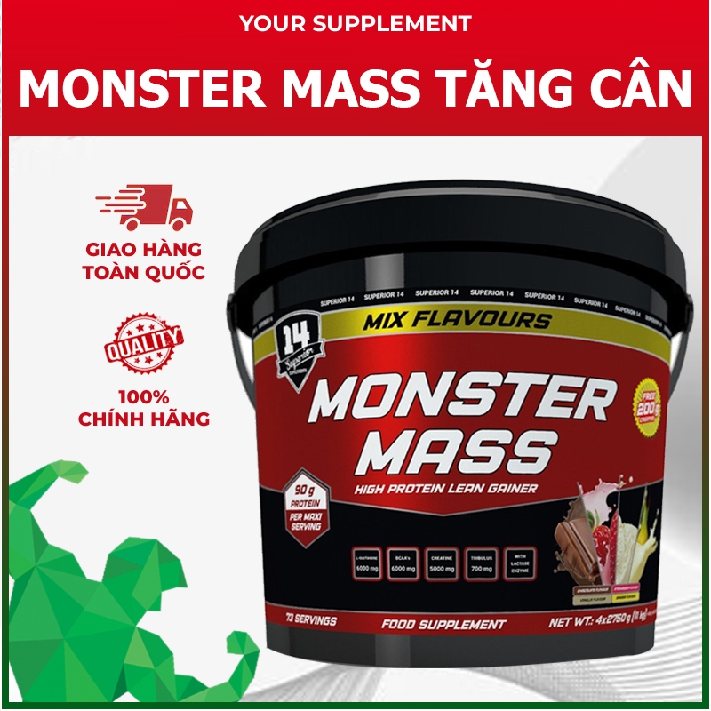 Sữa Tăng Cân Monster Mass Superior 14 - 73 Servings - 11kg - Mix Flavour
