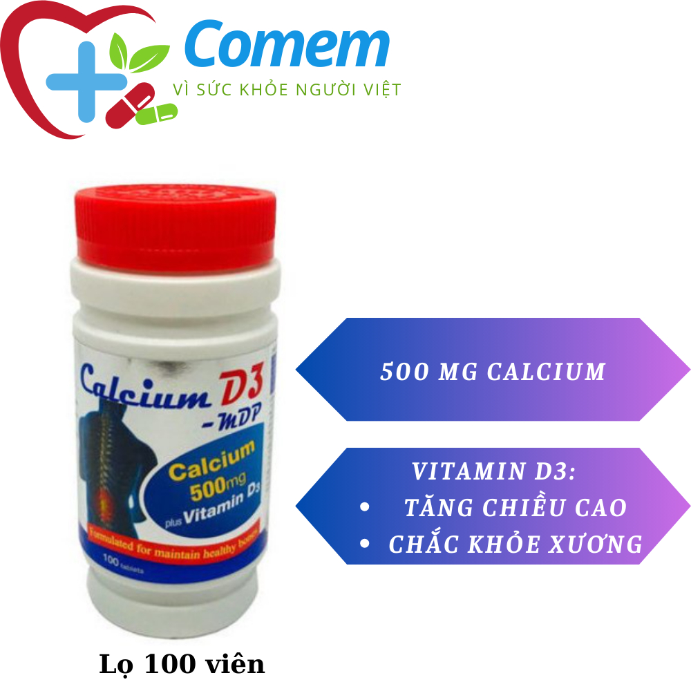 Calcium D3 MDP - Viên uống bổ sung Canxi / calci + vitamin D3, giảm còi xương trẻ em, loãng xương người lớn, chắc răng