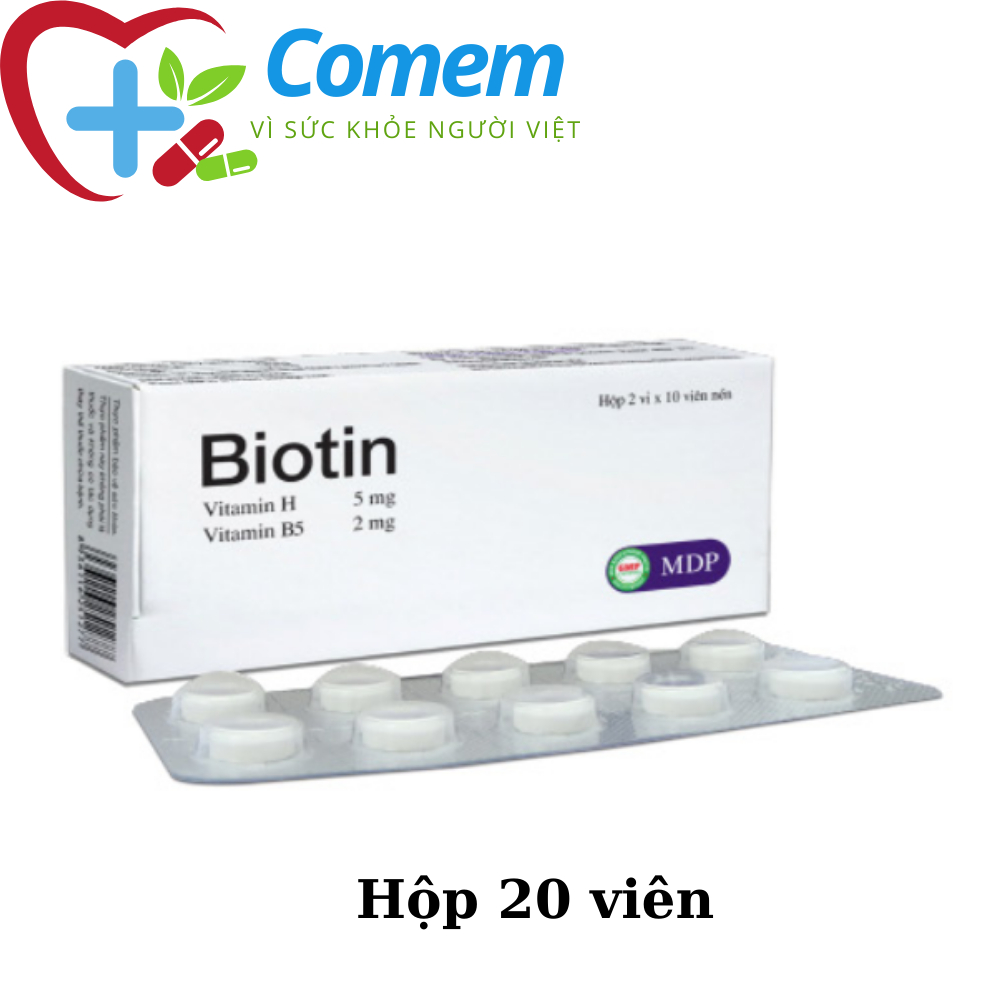 Viên uống Biotin (Vitamin H, B5) da đẹp, mịn màng, bảo vệ tóc giảm rụng, móng chắc khoẻ [MDP, Mediphar USA]