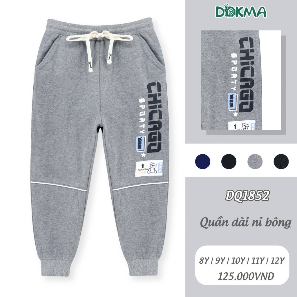 Quẩn dài bé trai vải nỉ bông dày ấm Dokma DQ1852