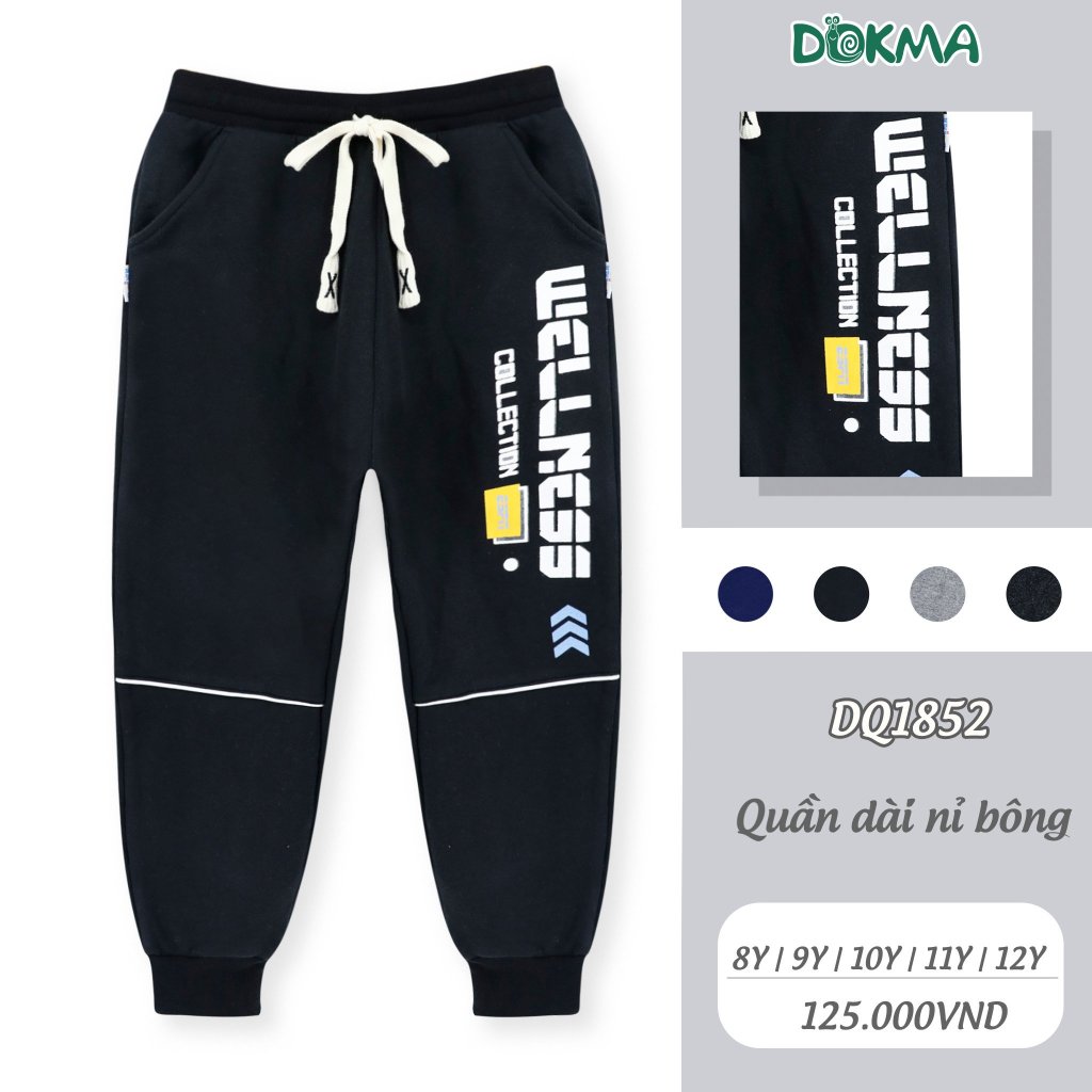 Quẩn dài bé trai vải nỉ bông dày ấm Dokma DQ1852