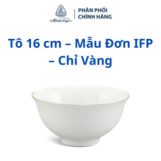Tô 16 cm - mẫu đơn ifp - chỉ vàng - gốm sứ cao cấp minh long i