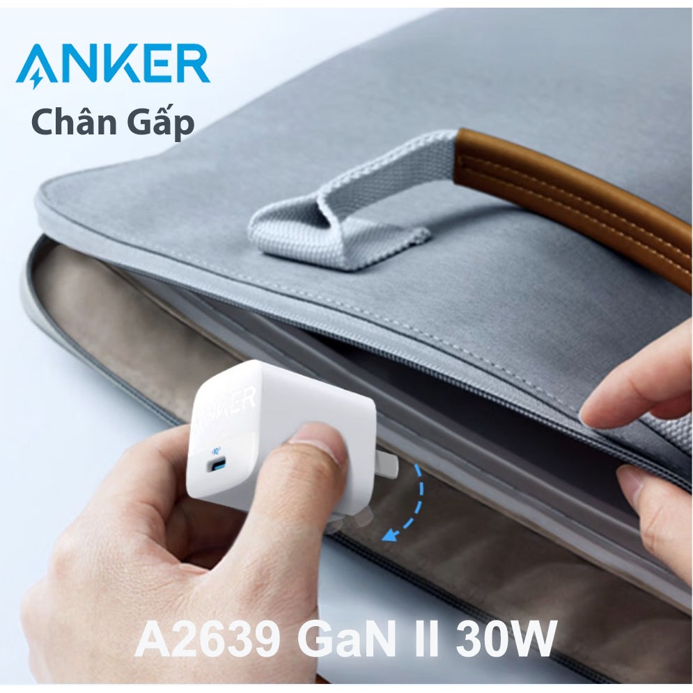 Củ Sạc Anker GaN II A2331 2 Cổng 33W / A2639 30W,hỗ trợ IQ3.0/PD3.0/QC3.0/PPS 14 Pro Max (Chân Gập) Laptop -Bảo Hành 18T
