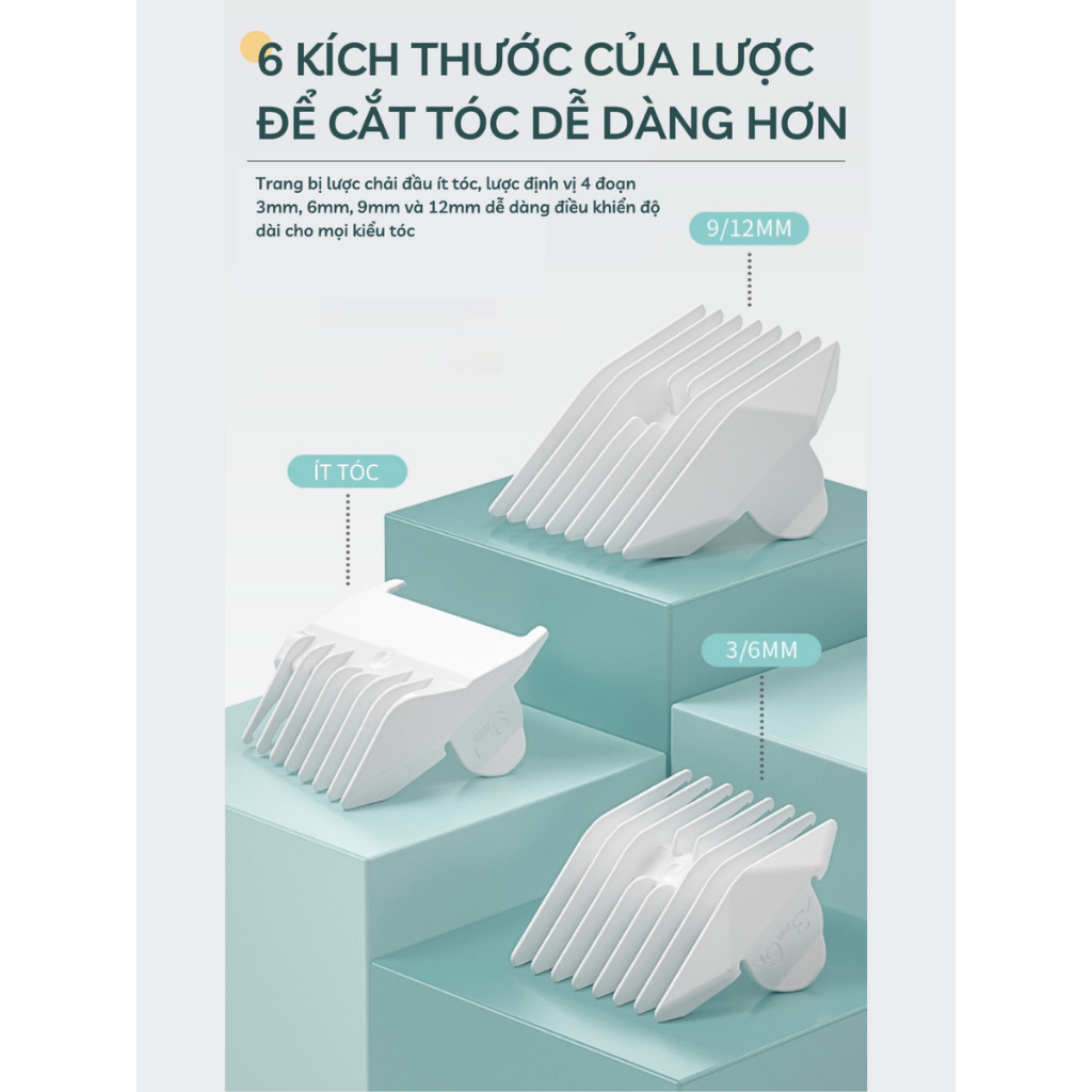 Tông Đơ Cắt Tóc Trẻ Em 2 Chế Độ Hút Tóc Tự Động Máy Êm Chống Nước Yoota Baby