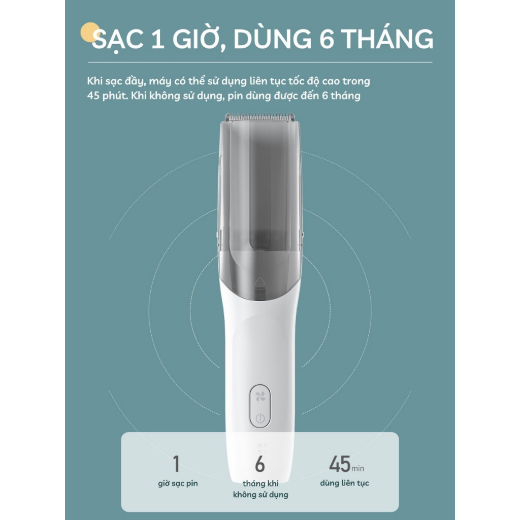 Tông Đơ Cắt Tóc Trẻ Em Hút Tóc Tự Động YOOTA BABY Máy Chạy Êm Chống Nước - Bảo Hành 1 Năm