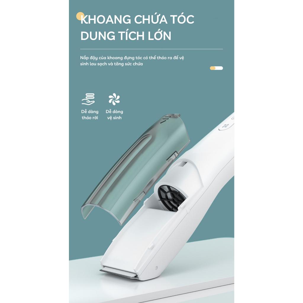 Tông Đơ Cắt Tóc Trẻ Em 2 Chế Độ Hút Tóc Tự Động Máy Êm Chống Nước Yoota Baby