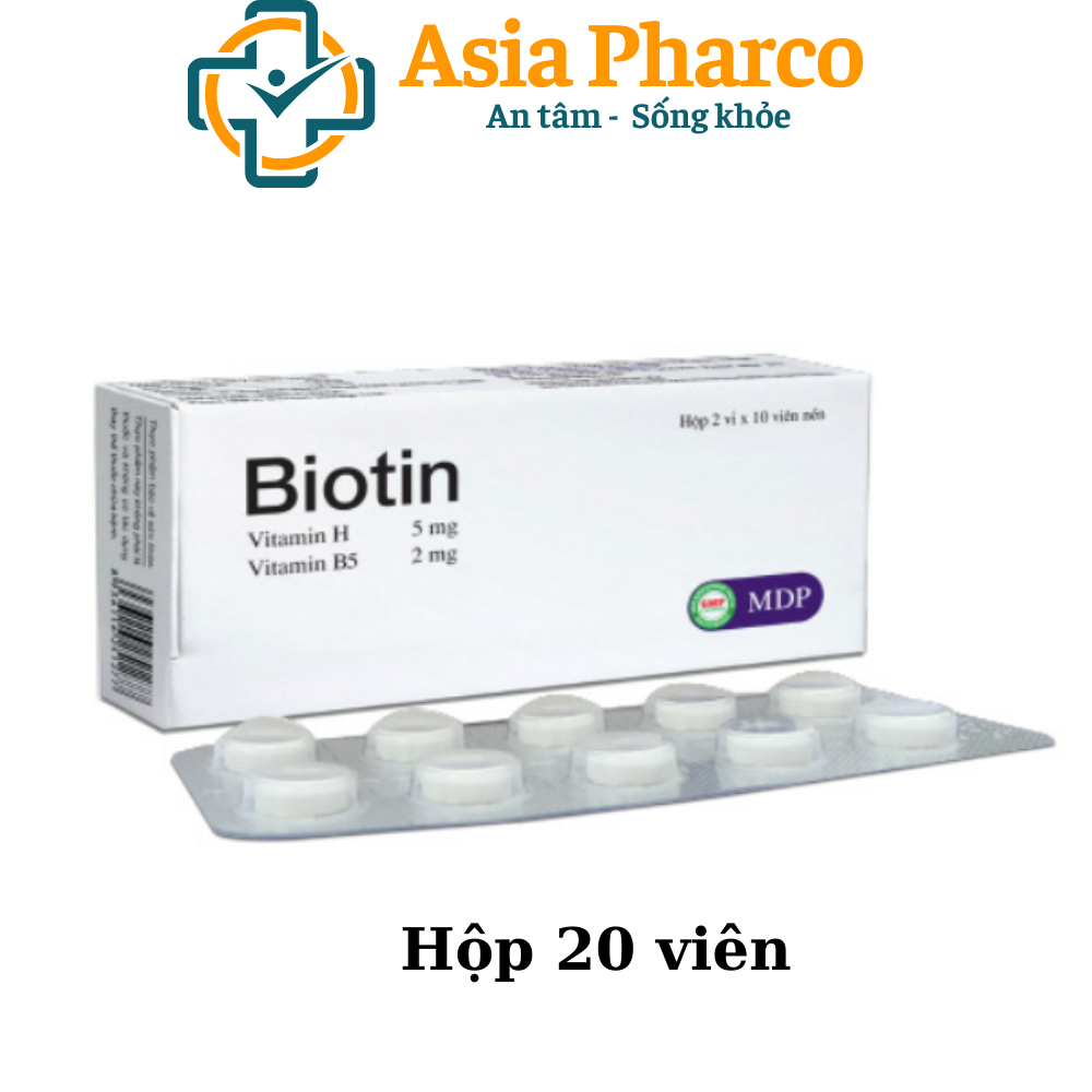 Viên uống Biotin (Vitamin H, B5) da đẹp, mịn màng, bảo vệ tóc giảm rụng, móng chắc khoẻ [MDP, Mediphar USA]