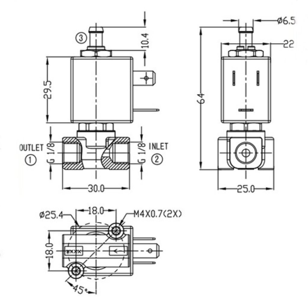 Van điện từ 3 ngã Cnkalun cho máy pha cà phê Gemilai, Milesto..v.v