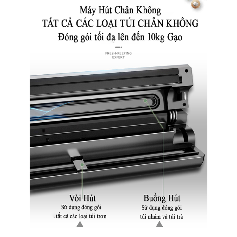 Máy Hút Chân Không P400 - Sử Dụng Kinh Doanh Thực Phẩm - Không Kén Túi - Hút Khô, Ướt, Dầu Mỡ - Bảo Hành 12 Tháng