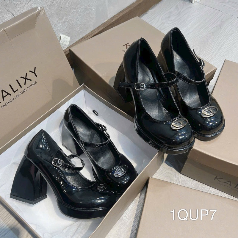 Giày Cao Gót Vuông Đế Đúp Bít Tròn Khoá D Cao Cấp Sang Đẹp