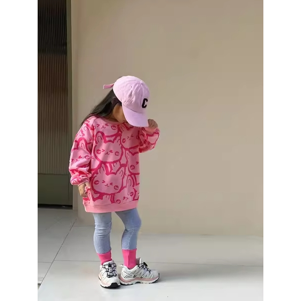 (Hot 2023 - Video) Áo len bé gái 2-8 tuổi họa tiết thỏ hồng đáng yêu phong cách Hàn Quốc cực đẹp