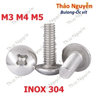 Vít inox 304 ốc 4 cạnh đầu dù, vít pake đầu dù m3 m4 m5 m6