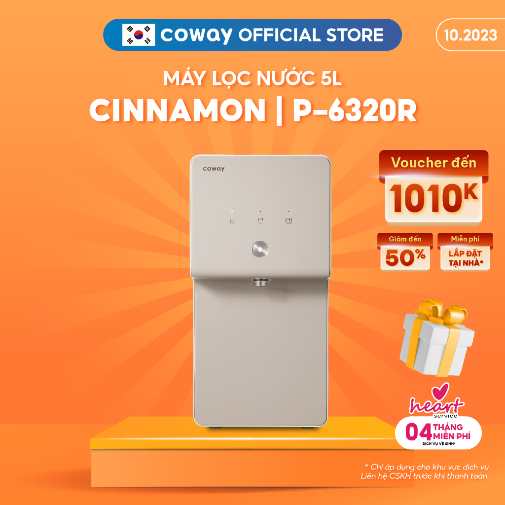 [Mã ELBAU5 giảm 5% đơn 300K] Máy lọc nước Coway Cinnamon P-6320R