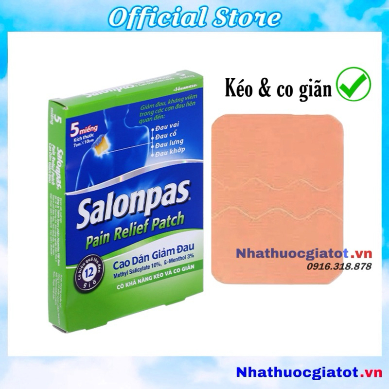 SALONPAS MIẾNG LỚN MÀU DA CÓ KHẢ NĂNG CO GIÃN