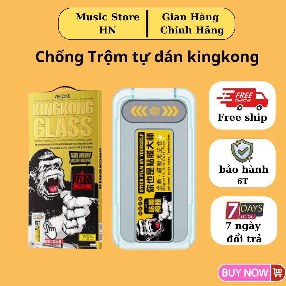 Kính Cường Lực Chống Nhìn Trộm KingKong 3D Khung Dán Hỗ Trợ Full Màn Cho iP14 Pro Max 13 Pro Max 12 Pro Max Cl