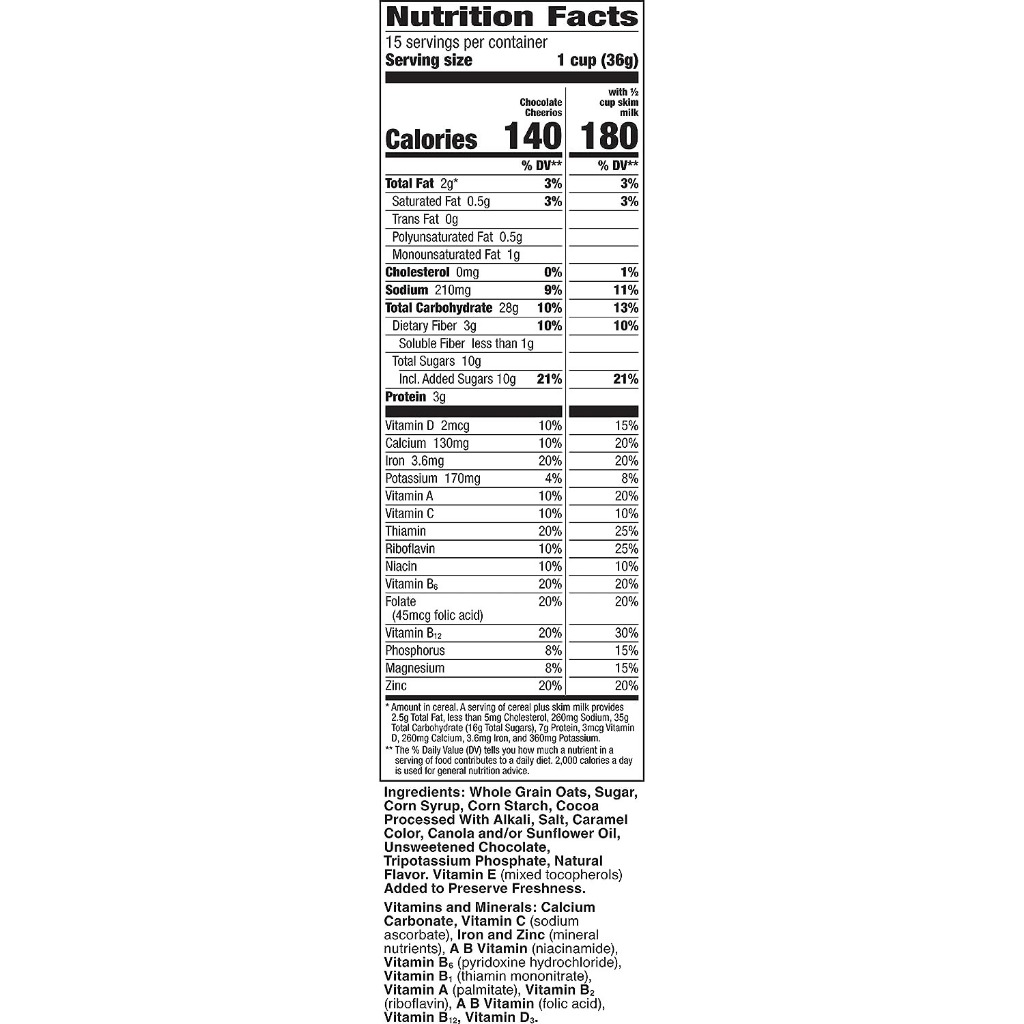 Cereal ăn sáng Cheerios vị Chocolate, Gluten Free, 544gr