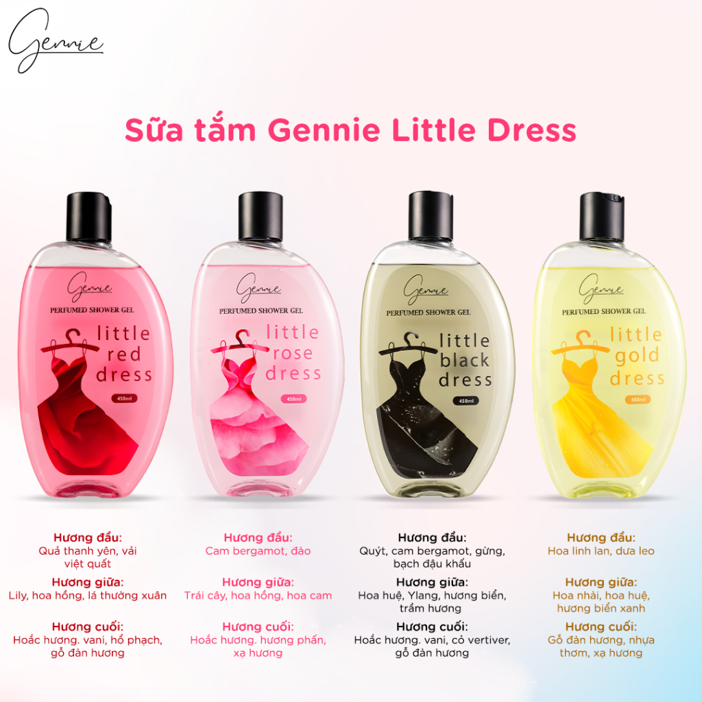 Bộ đôi Mẹ và Bé Sữa tắm Gennie Little Dress + Sữa tắm gội 2IN1 Gennie Baby 450ml - 400ml