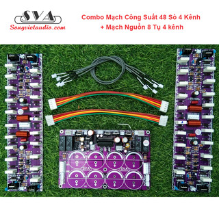 Combo mạch công suất 48 sò 4 kênh + mạch nguồn 8 tụ 4 kênh